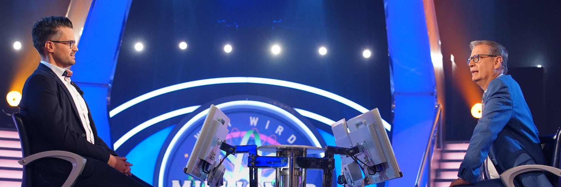 Kandidat Robert Burkhardt und Moderator Günther Jauch bei „Wer wird Millionär“.