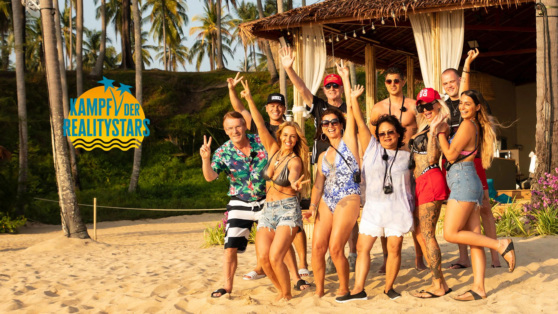 Die Start-Gruppe beim Kampf der Reality-Stars 2021: Mit dabei: Gina-Lisa Lohfink (vorne, 2. v.r.)