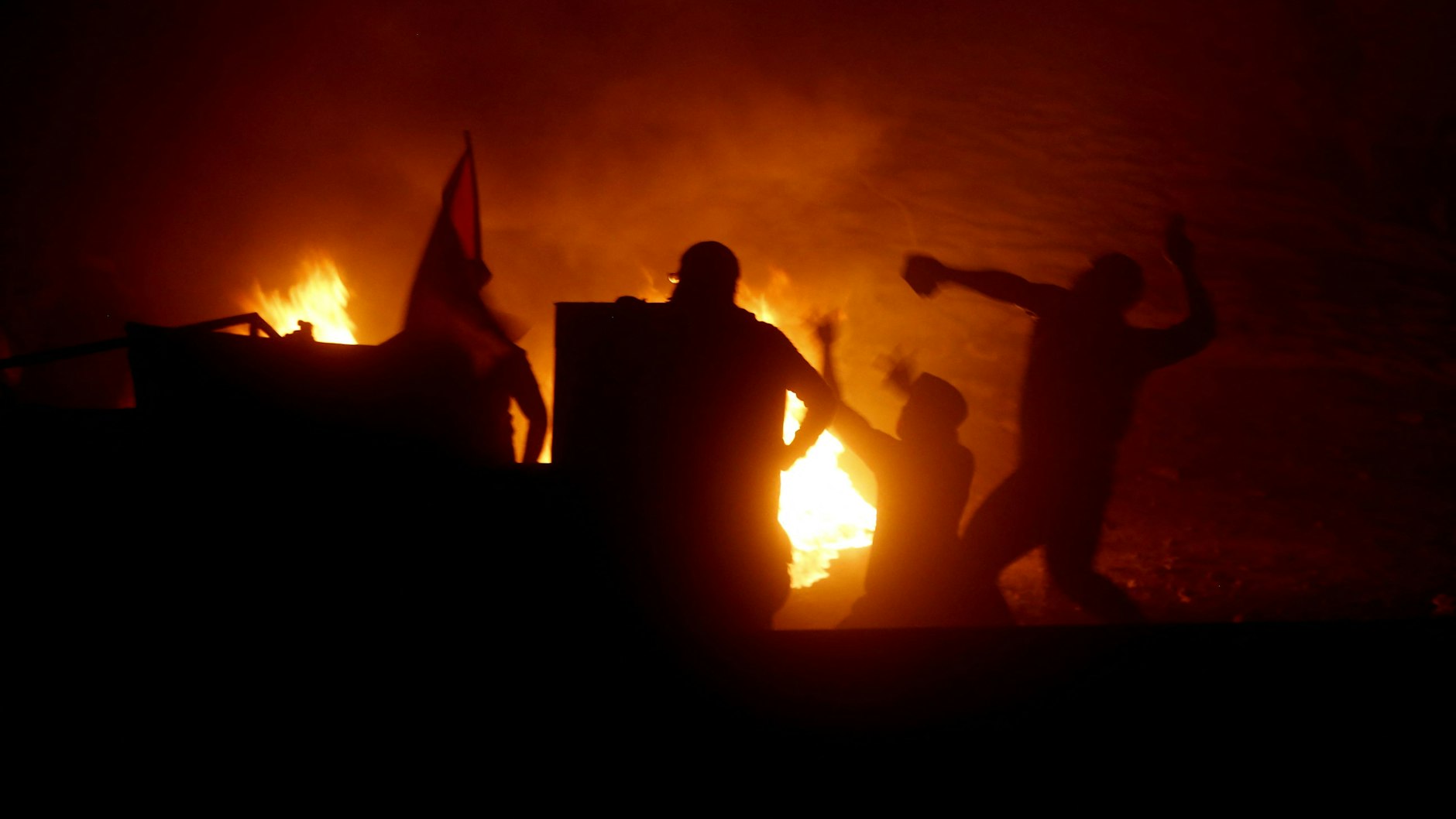 Protest von Palästinensern am Checkpoint Qalandiya zwischen Ramallah und Jerusalem.