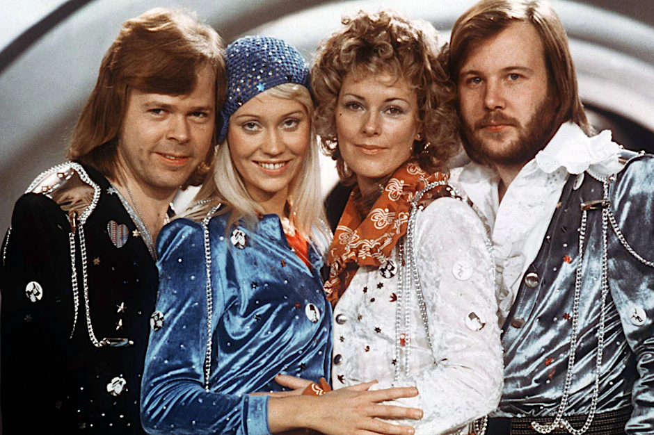 ABBA auf dem Höhepunkt ihres Erfolgs: Björn Ulvaeus, Agnetha Fältskog, Anni-Frid Lyngstad und Benny Andersson, circa 1975.
