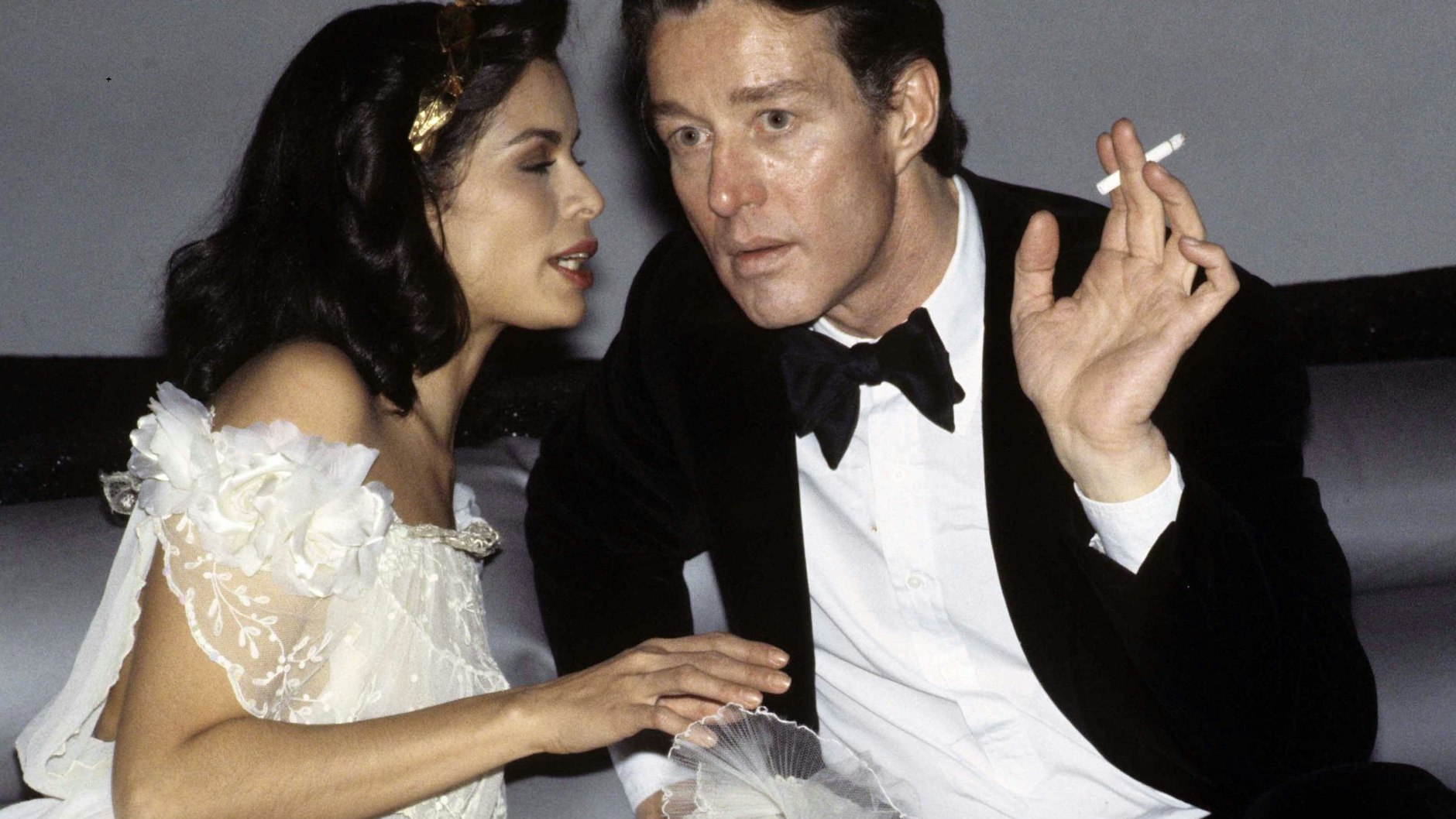 Mode-Designer Halston 1977 mit Bianca Jagger.