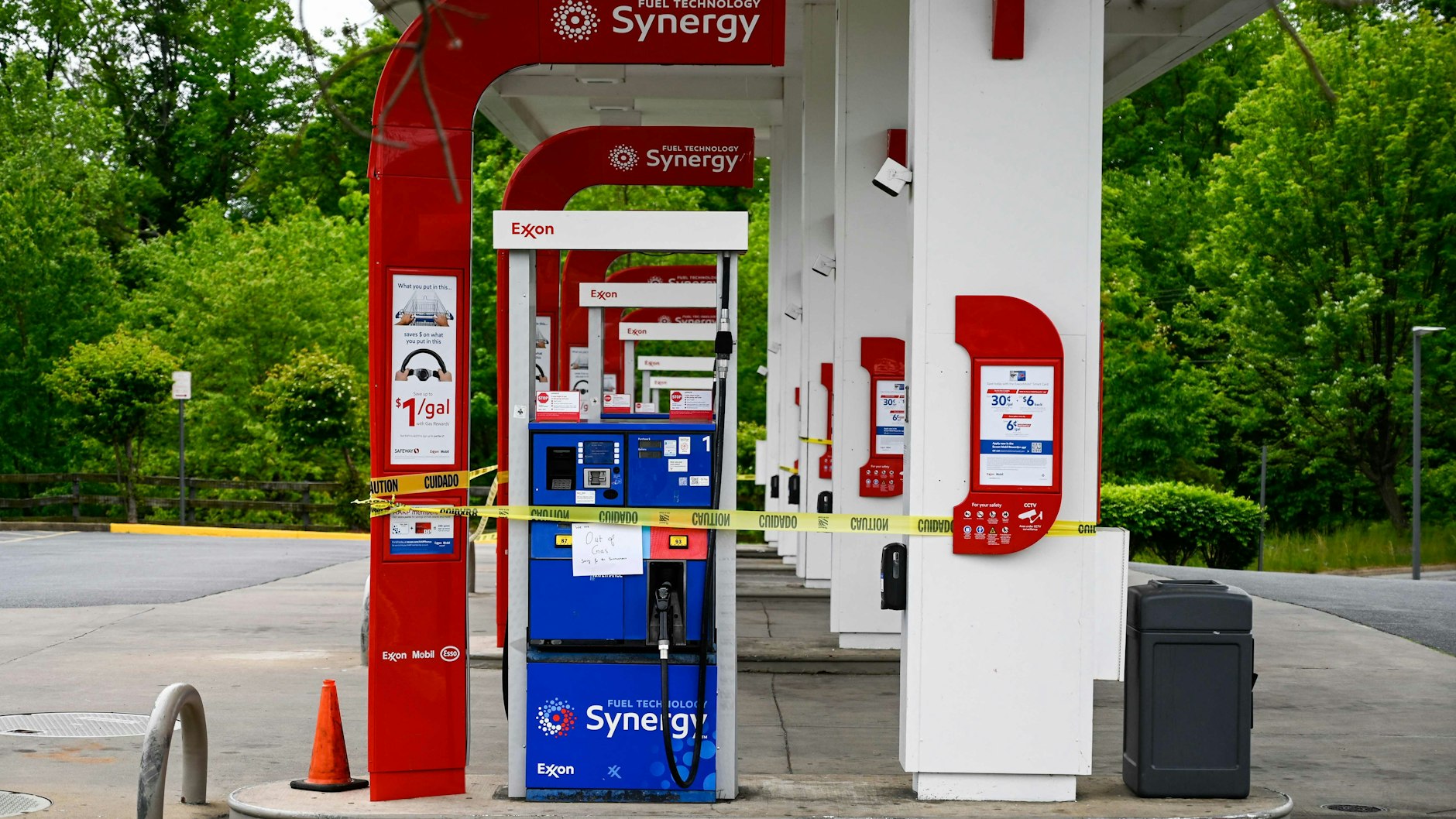 Eine geschlossene Tankstelle im US-Bundesstaat Virginia – Folge einer Cyber-Attacke auf eine der größten US-Ölpipelines.