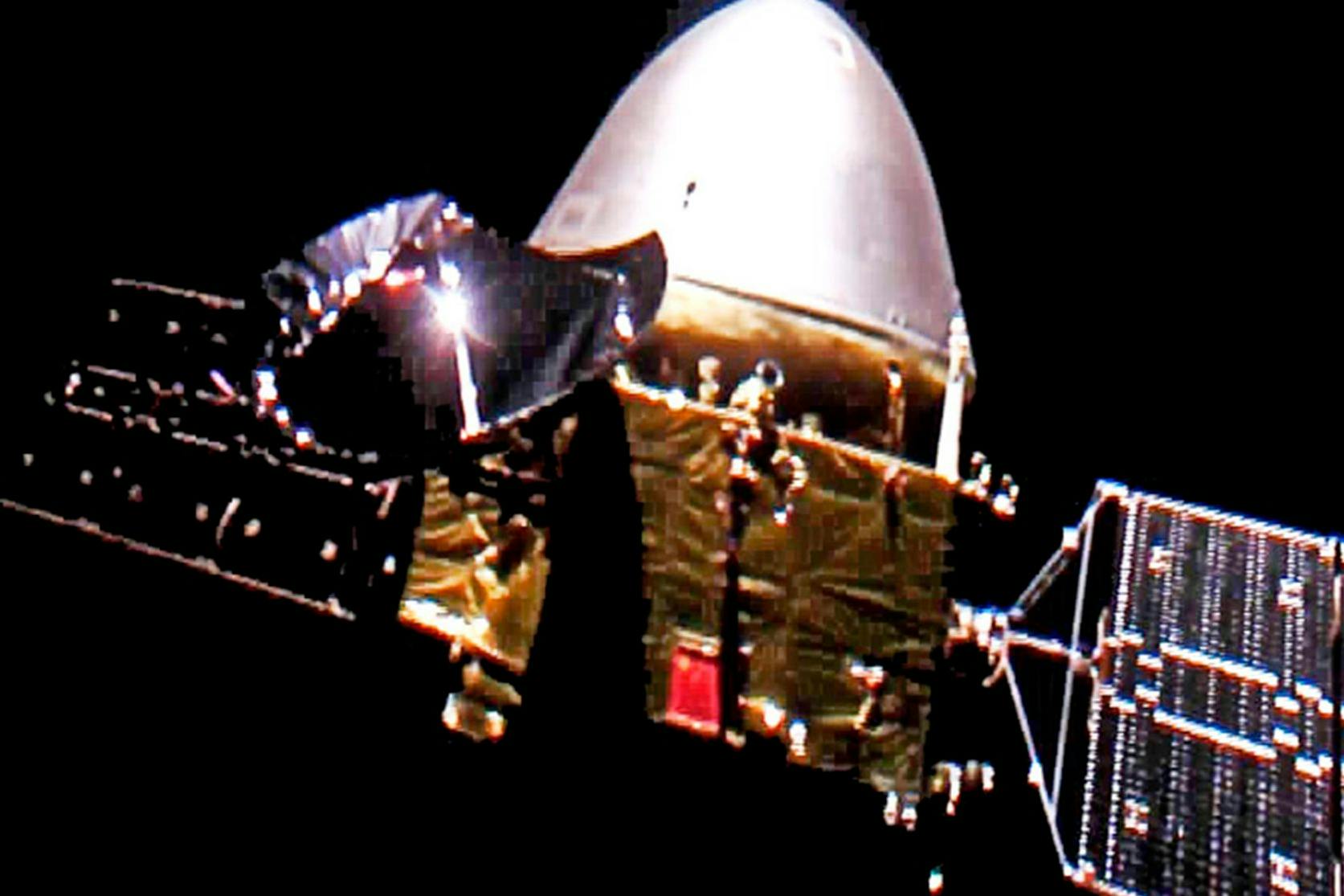 Raumschiff „Tianwen-1“ auf dem Weg zum Mars. (Archivbild)