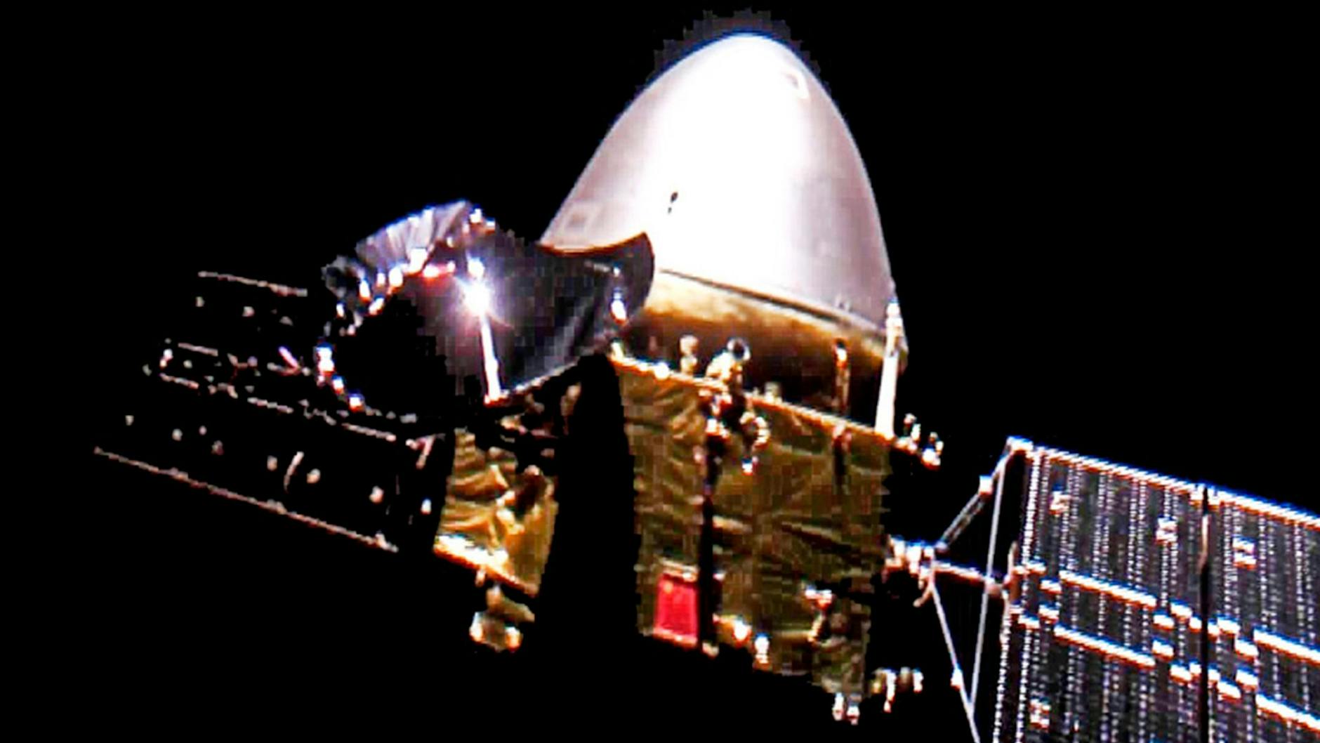 Chinas Mars-Rover Zhurong auf dem Weg zum Mars. Das Raumschiff mit dem Rover an Bord ist am Samstagmorgen gelandet.