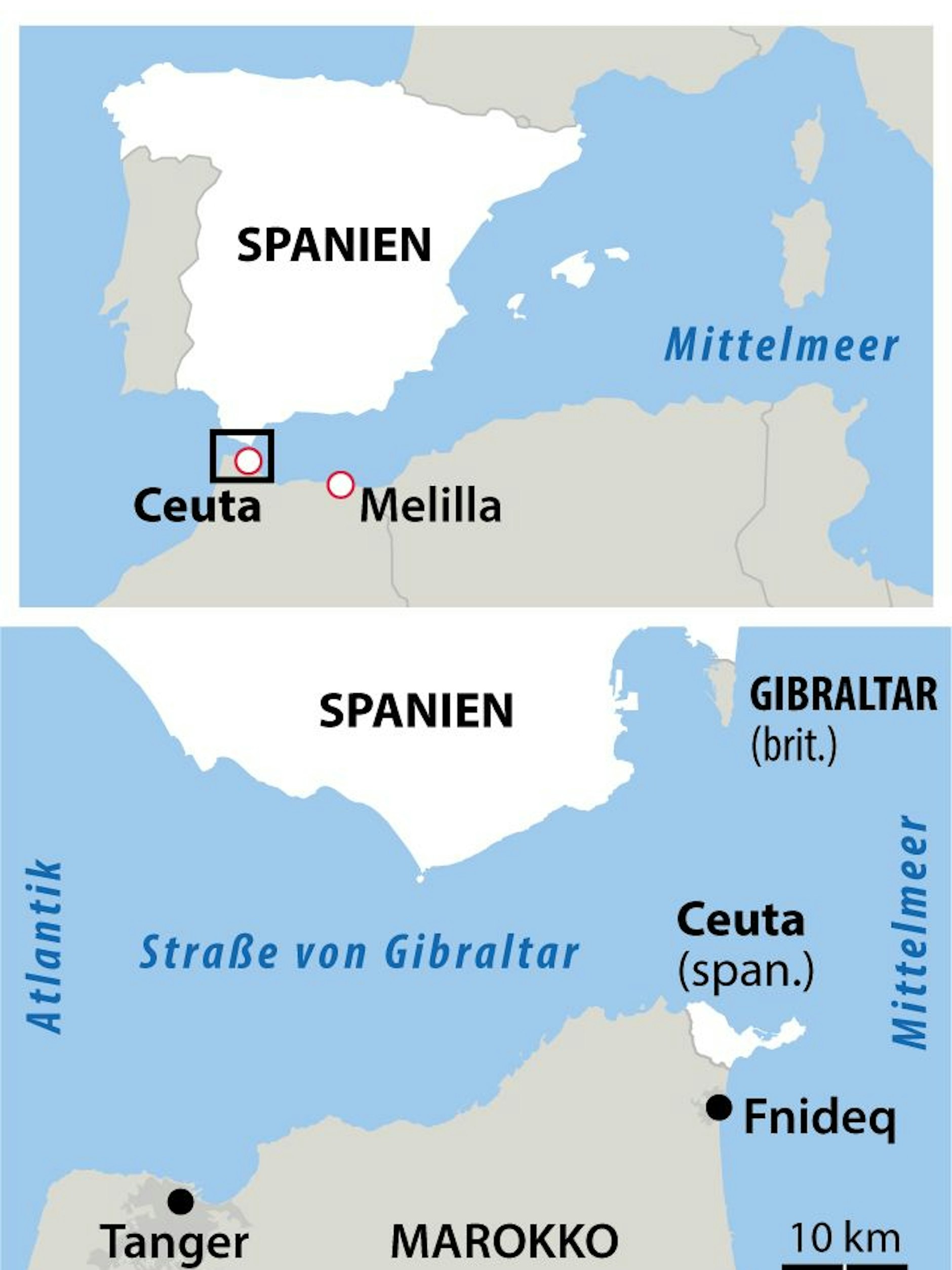 Die Exklaven Ceuta und Melilla haben einen Sonderstatus in der EU, gehören nicht zum Schengen-Raum.