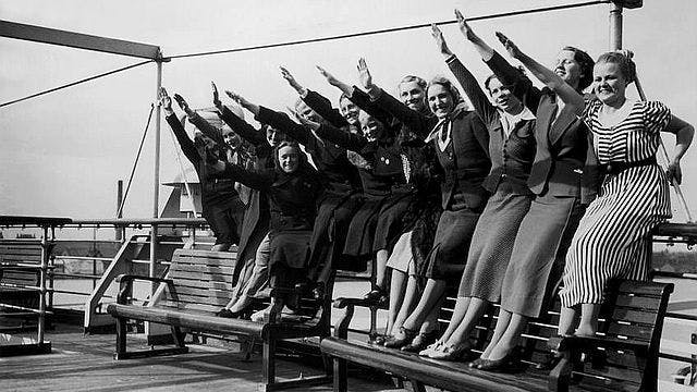 German women on the deck of the Wilhelm Gustloff cruise ship in 1938.