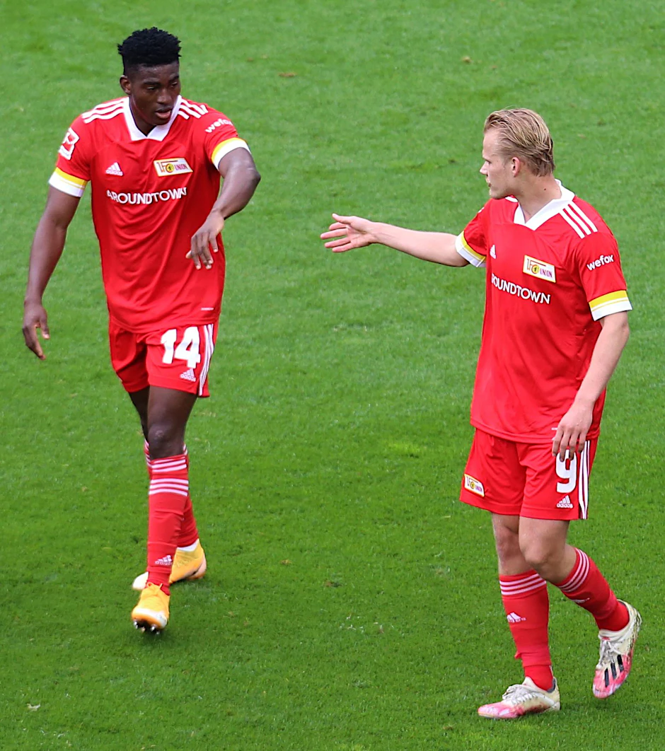 Die eine Leihgabe - Taiwo Awoniyi/l. - muss wohl zurück nach Liverpool. Und auch bei der anderen - Joel Pohjanpalo - steht nicht fest, ob er&nbsp; künftig für Leverkusen oder Union spielt.
