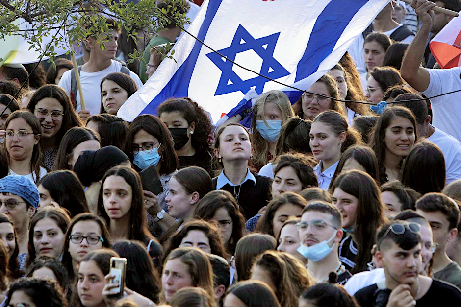 Demonstration in Jerusalem für die Freilassung israelischer Soldaten und Zivilisten, die von der Hamas in Gaza gefangengehalten werden.