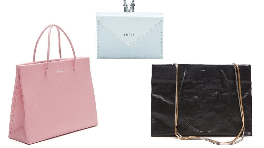 Left "Hanna" from Saffiano leather, right "Dieci", in the middle a wallet with a strap.