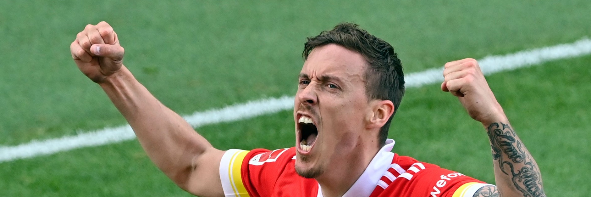 Max Kruse jubelt nach seinem Tor zum 2:1 gegen Leipzig. Union stürmt nach Europa!&nbsp;