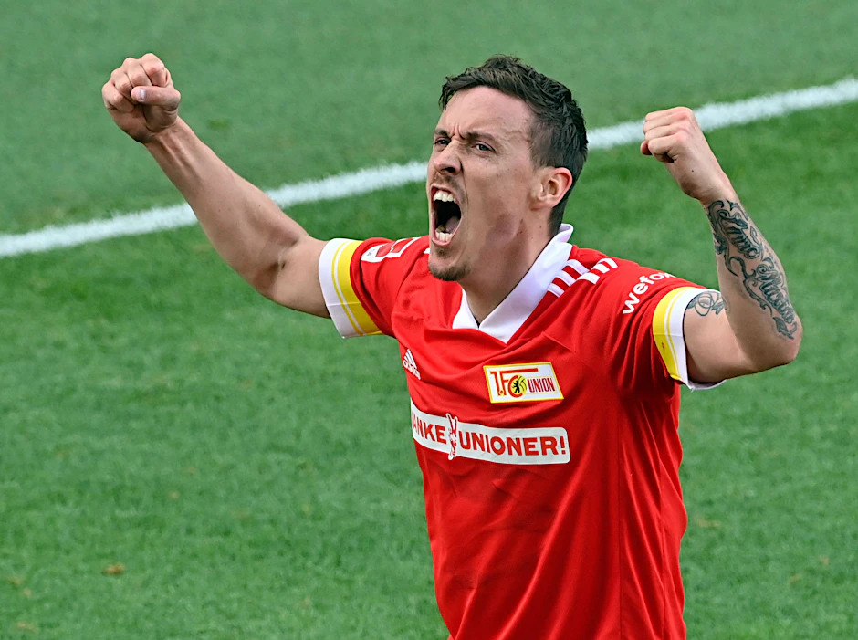 Max Kruse jubelt nach seinem Tor zum 2:1 gegen Leipzig. Union stürmt nach Europa!&nbsp;