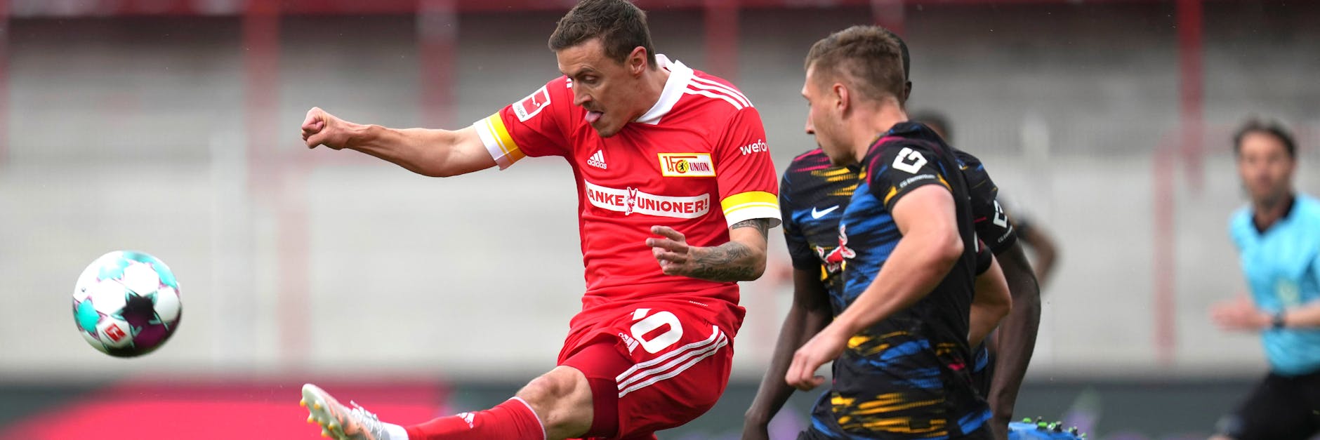  Unions Max Kruse (l.) sorgte mit dem 2:1 in der Nachspielzeit dafür, dass Unions Europapokalträume wahr wurden. 