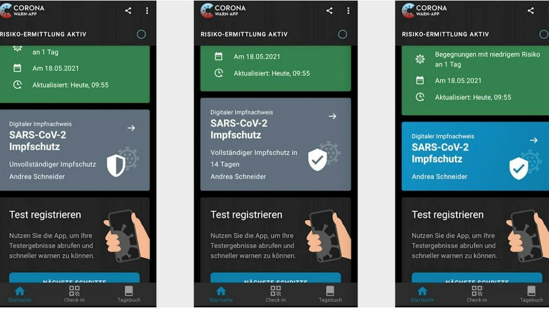 So wird der Impfschutz in der Corona-Warn-App angezeigt. 