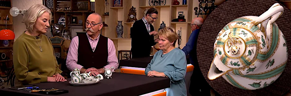 Dr. Friederike Werner, Horst Lichter und Kandidatin Evelyn bei Bares für Rares.