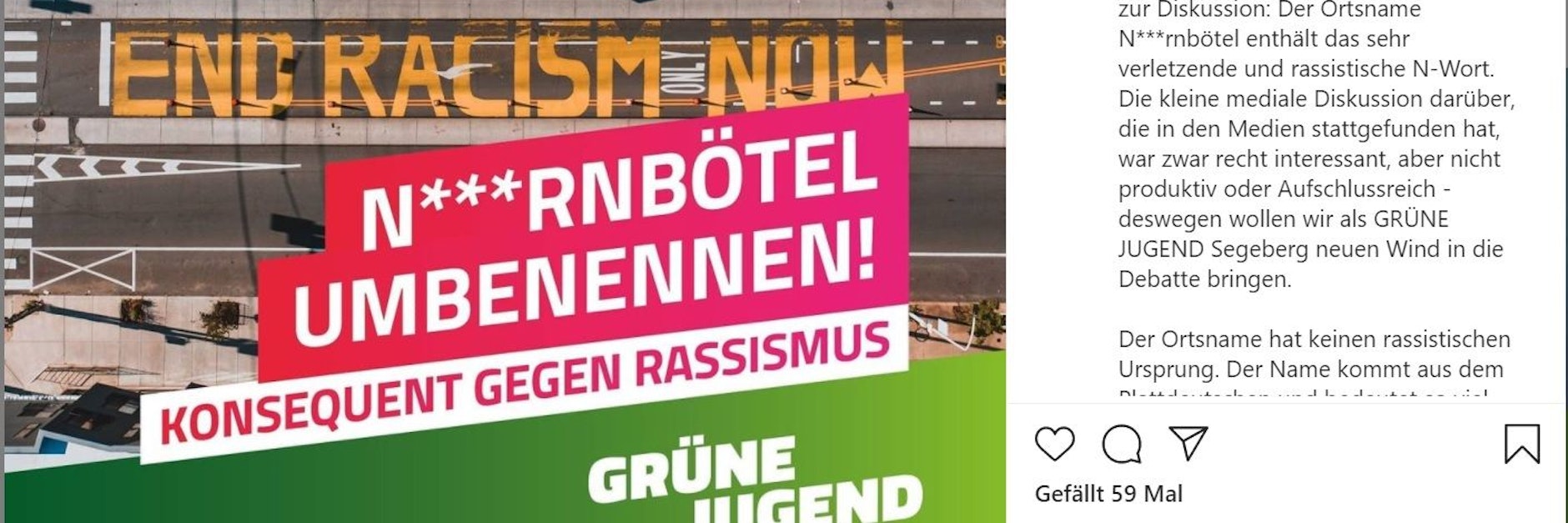 In ihrem Post fordert die Grüne Jugend, das Dorf umzubenennen.