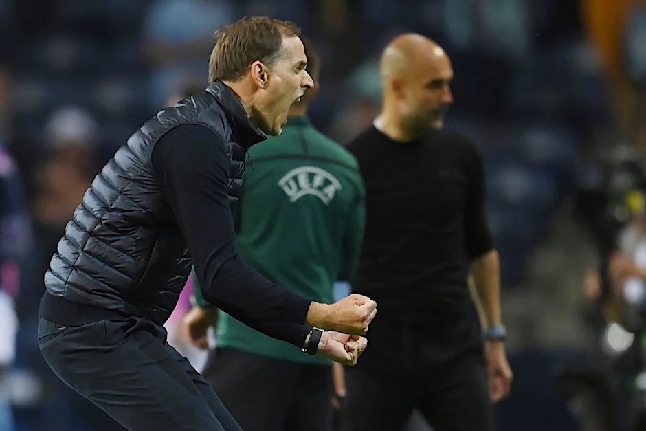 Chelseas Trainer Thomas Tuchel jubelt. Er hat im Endspiel Pep Guardiola ausgetrickst.