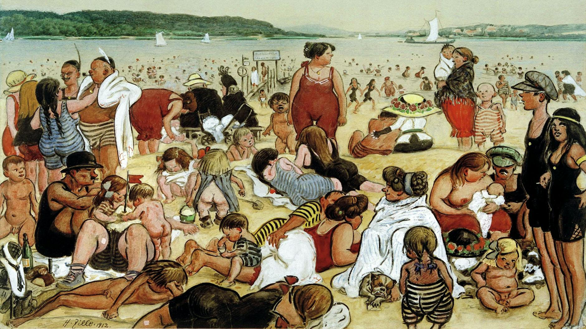 Laut, lauter, Wannsee: So sah Heinrich Zille das „Berliner Strandleben“ 1912.