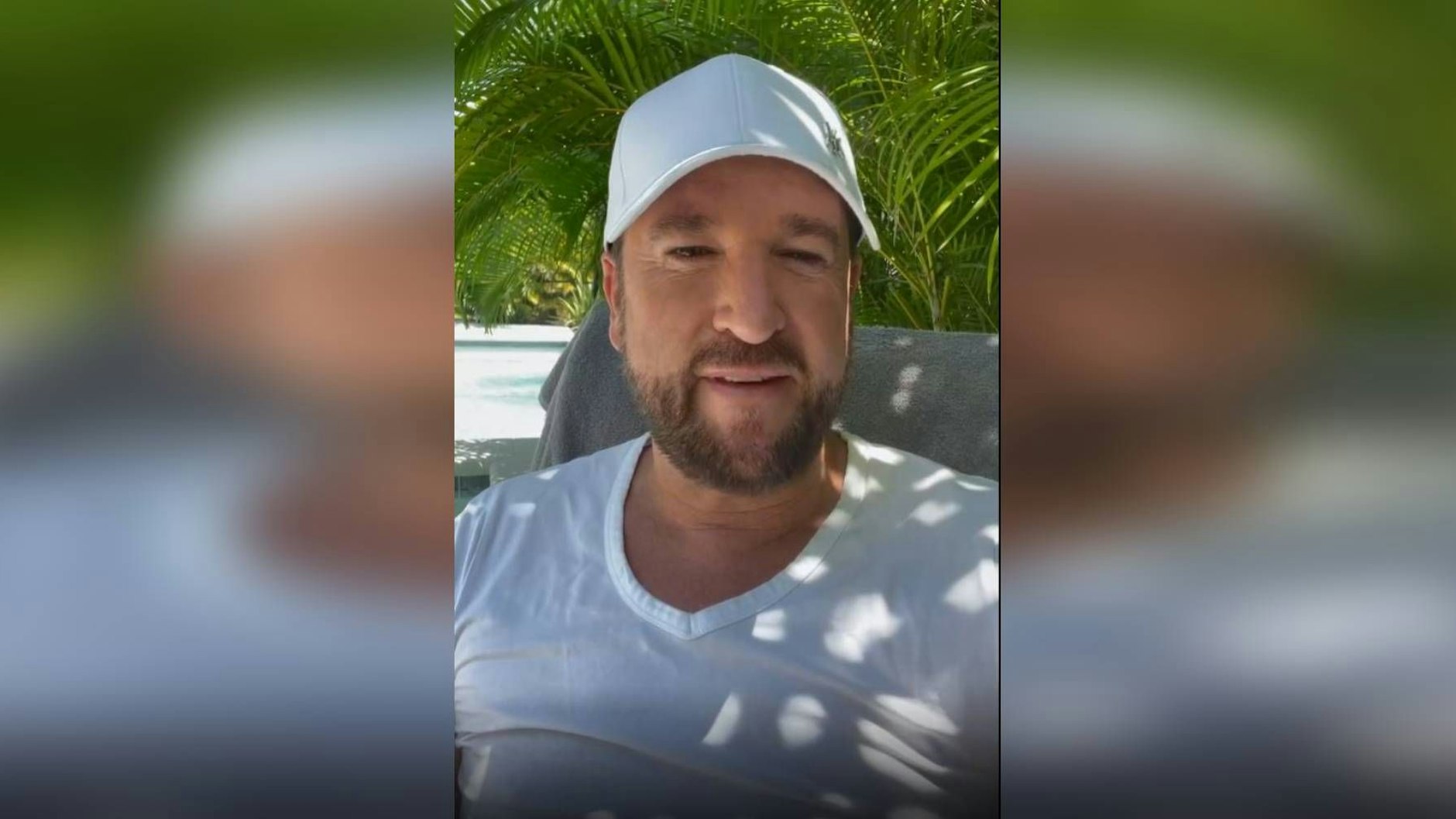 Das letzte bekannte Bild von Michael Wendler. Er filmte sich selbst für Telegram an seinem Pool.