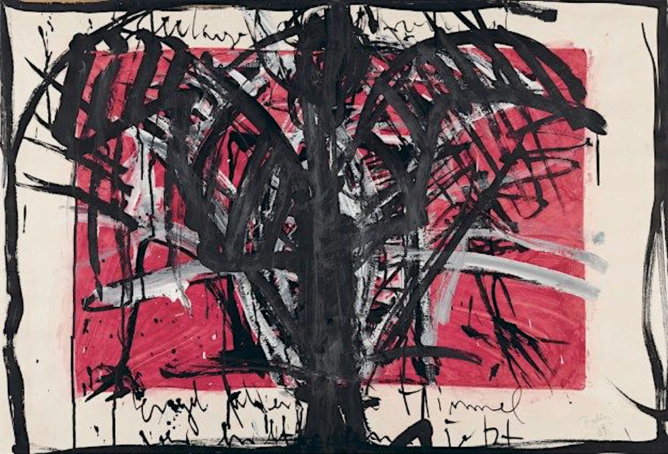 Bärbel Bohley: „Engel fallen vom Himmel“, 1989, Mischtechnik, eine expressive&nbsp; Zustandsbeschreibung