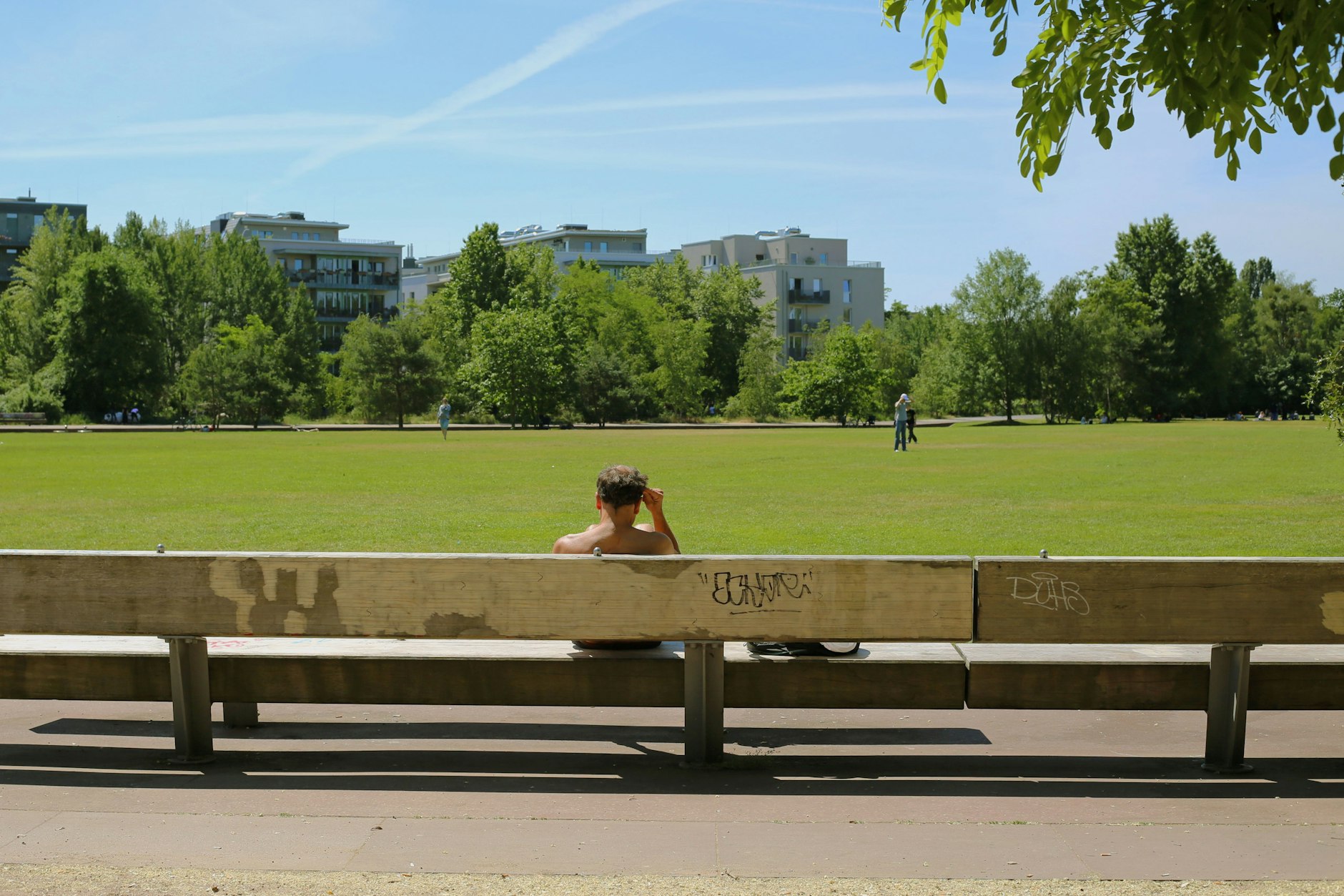 Der Ostteil des Parks am Gleisdreieck. Tagsüber ist es eine echte Erholungsfläche.