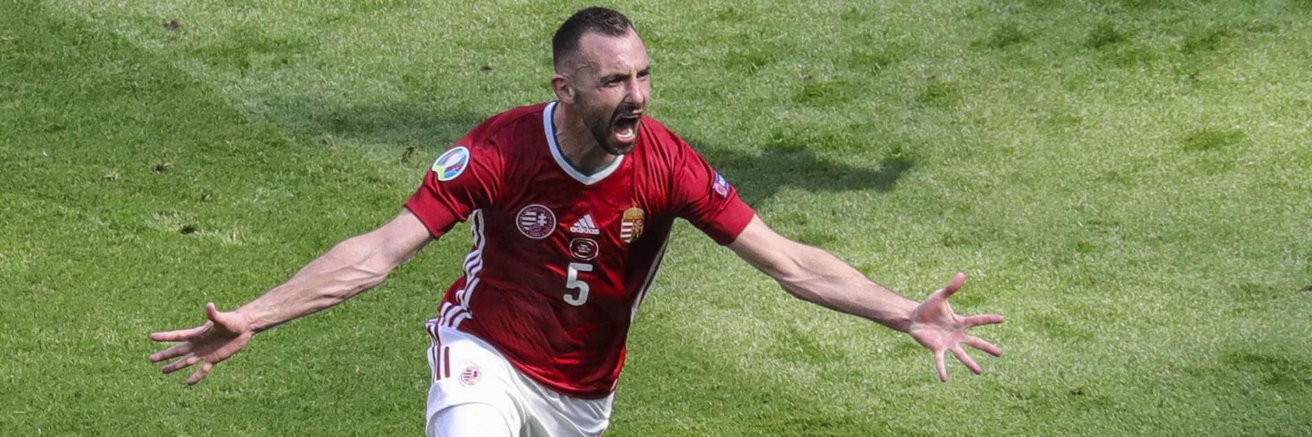 Ungarns Attila Fiola feiert sein Tor gegen Weltmeister Frankreich.&nbsp;