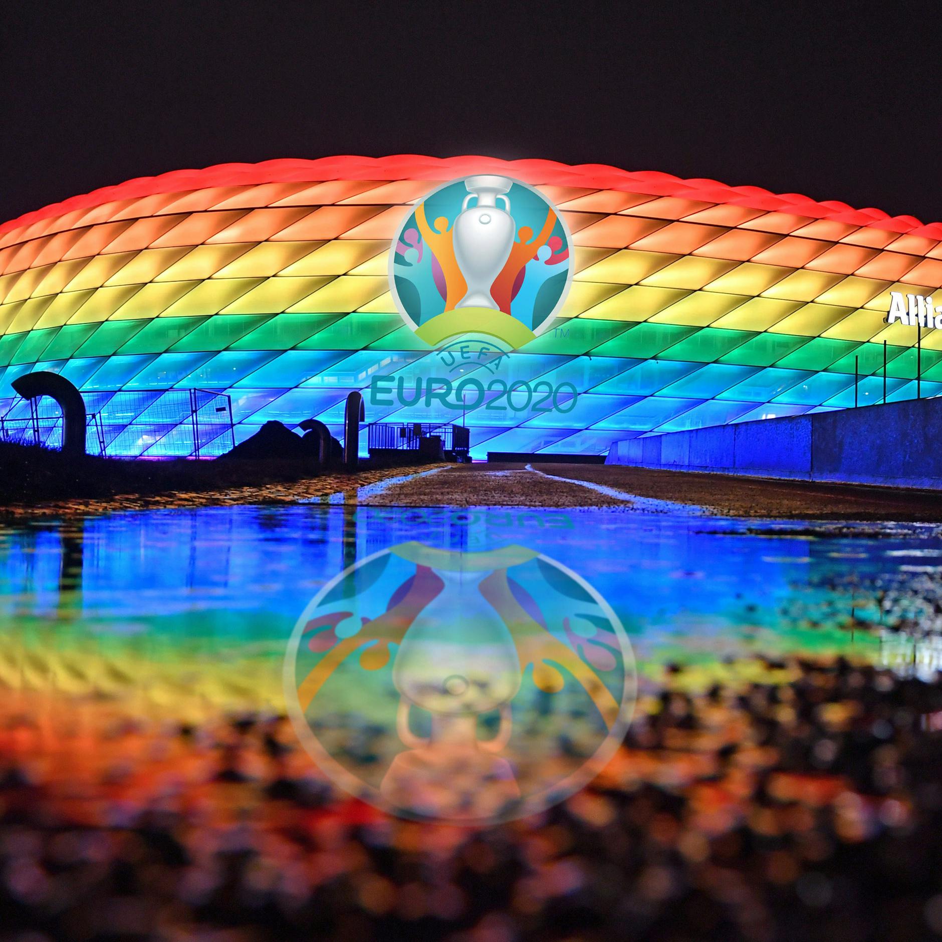 Soll am Mittwoch als Protestzeichen gegen die Politik in Ungarn in Regenbogenfarben leuchten: Münchens EM-Arena.