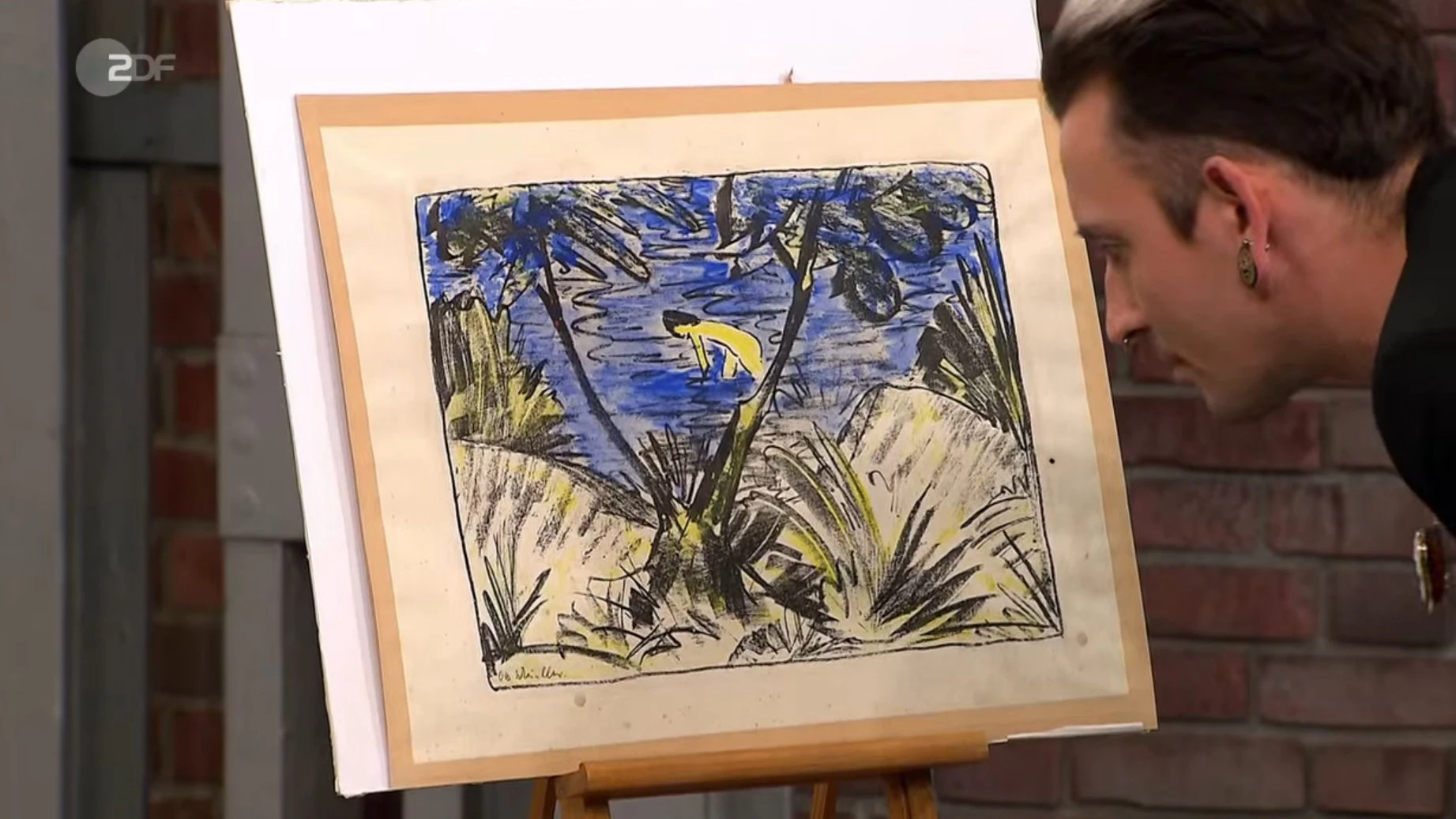 „Bares für Rares“-Händler Fabian Kahl interessiert sich sehr für das Bild.