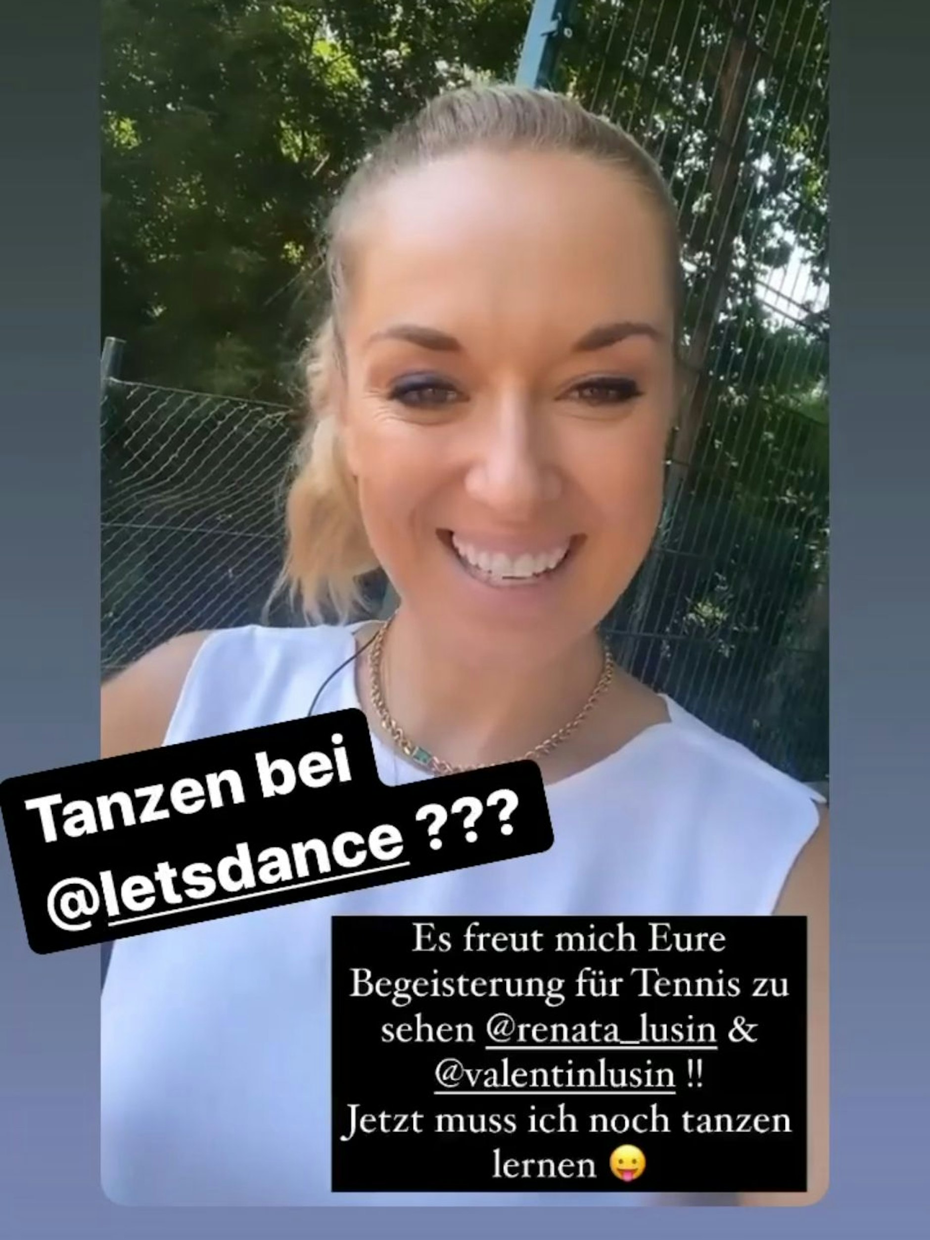 In seiner Story auf Instagram frohlockt Valentin Lusin schon, ob es&nbsp;Sabine Lisicki jetzt zu „Let’s Dance“ zieht.