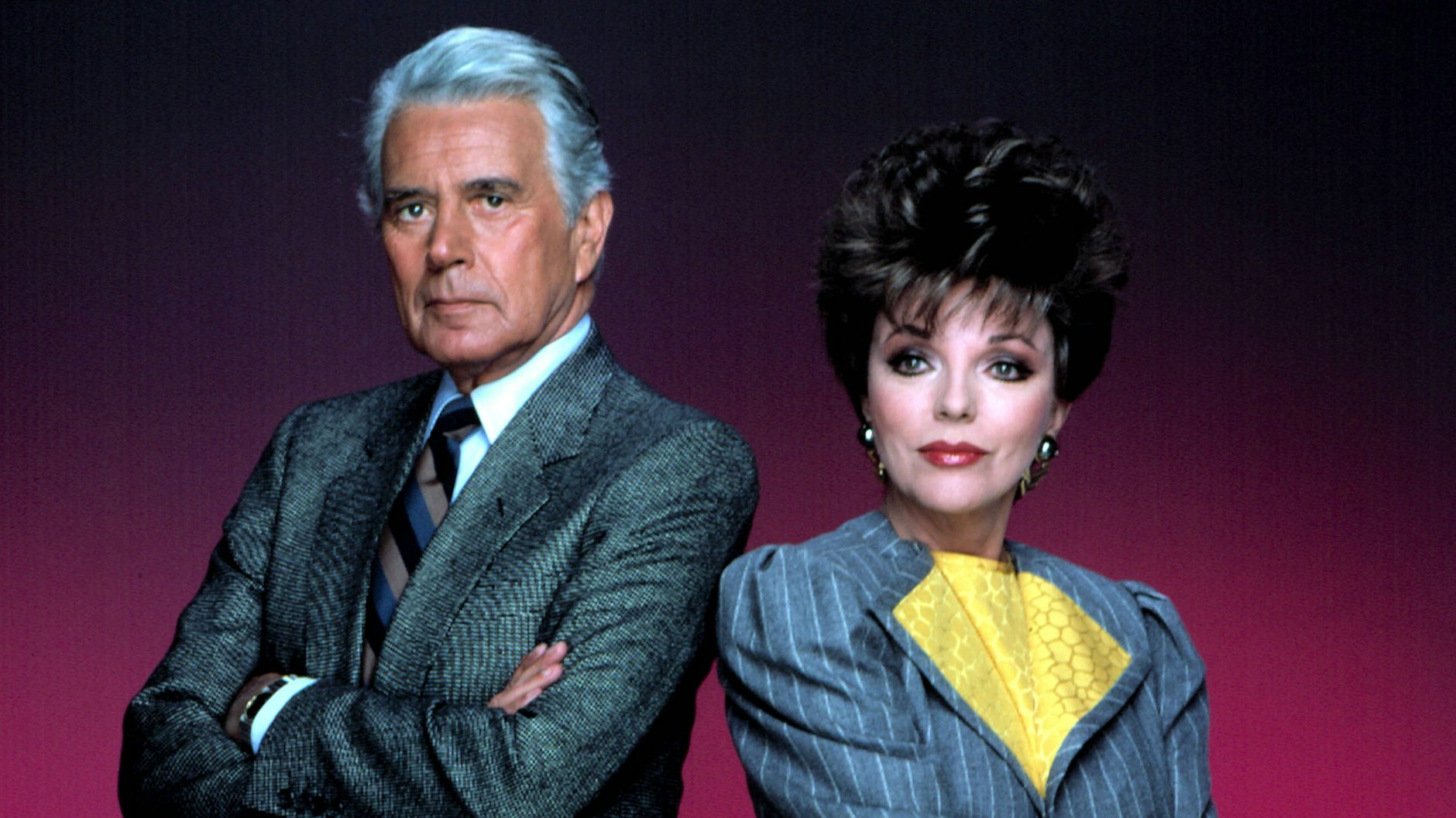 John Forsythe und Joan Collins im Jahr 1980 n ihren Denver-Clan-Rollen.