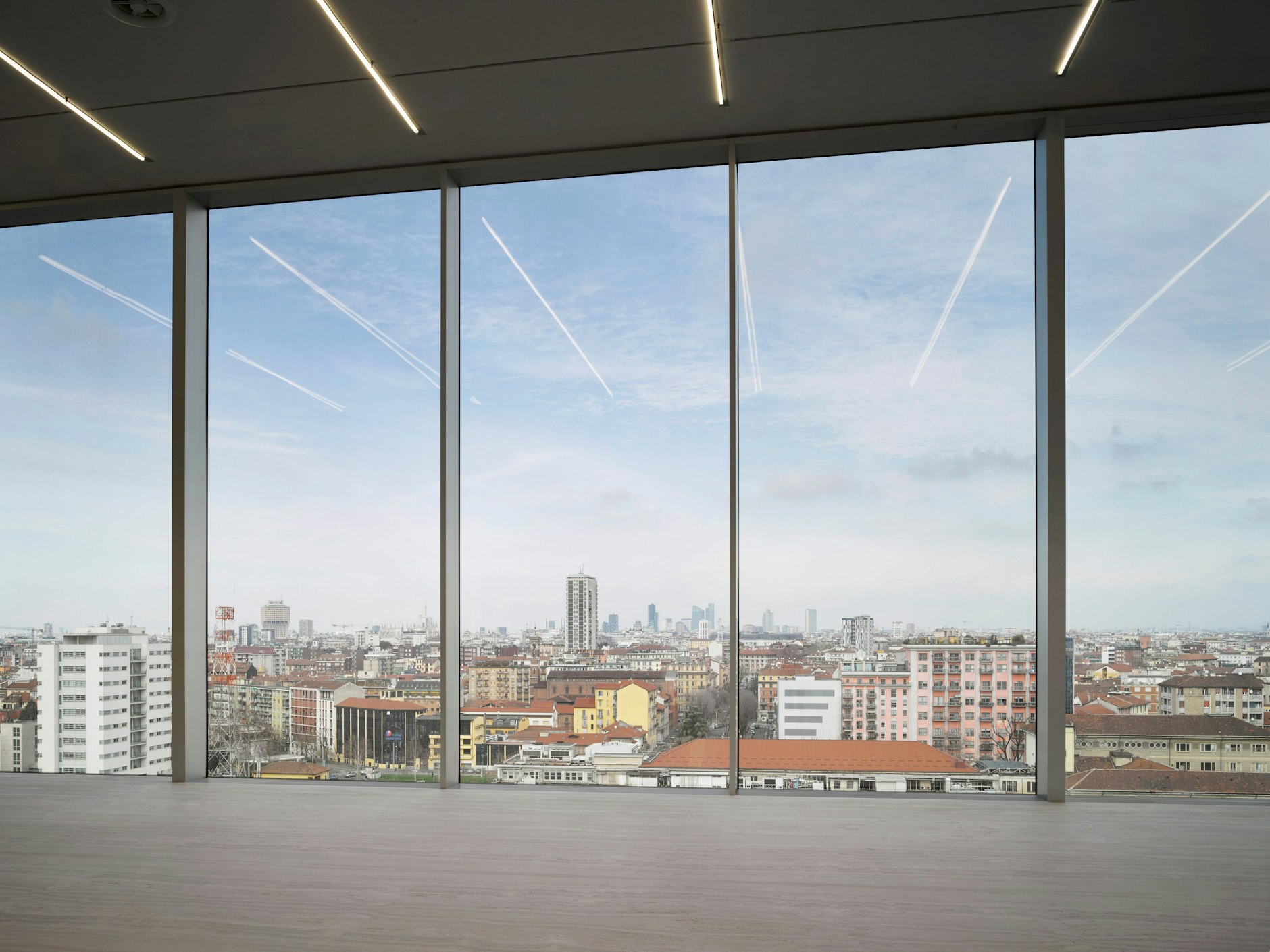 The view from the Fondazione's nine-story Torre tower overlooking the south of Milan surrounding Piazzale Lodi.<br>