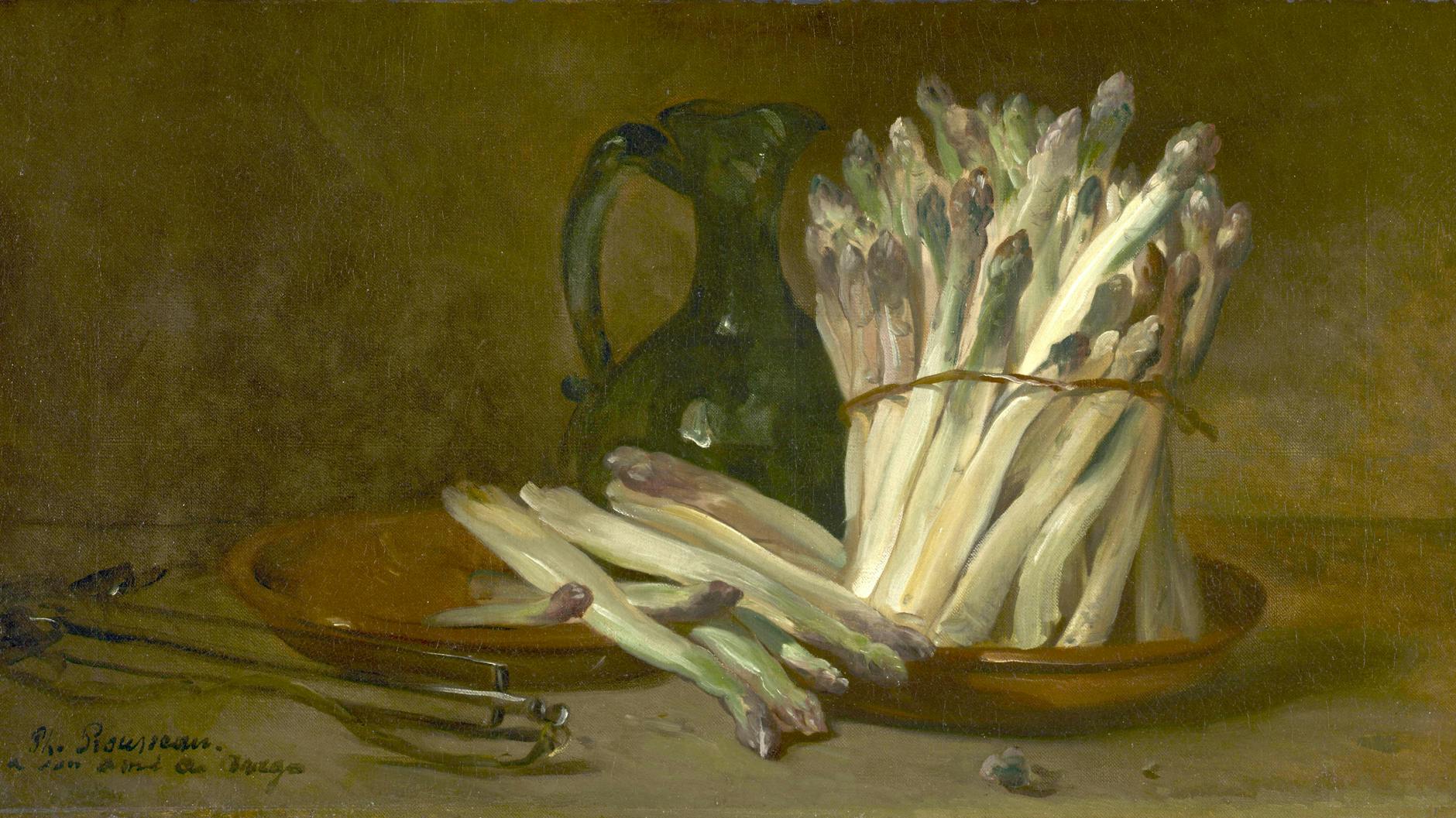 Hier schön gemalt, schmeckt aber suboptimal: Spargel-Stillleben von Philippe Rousseau, 1880.