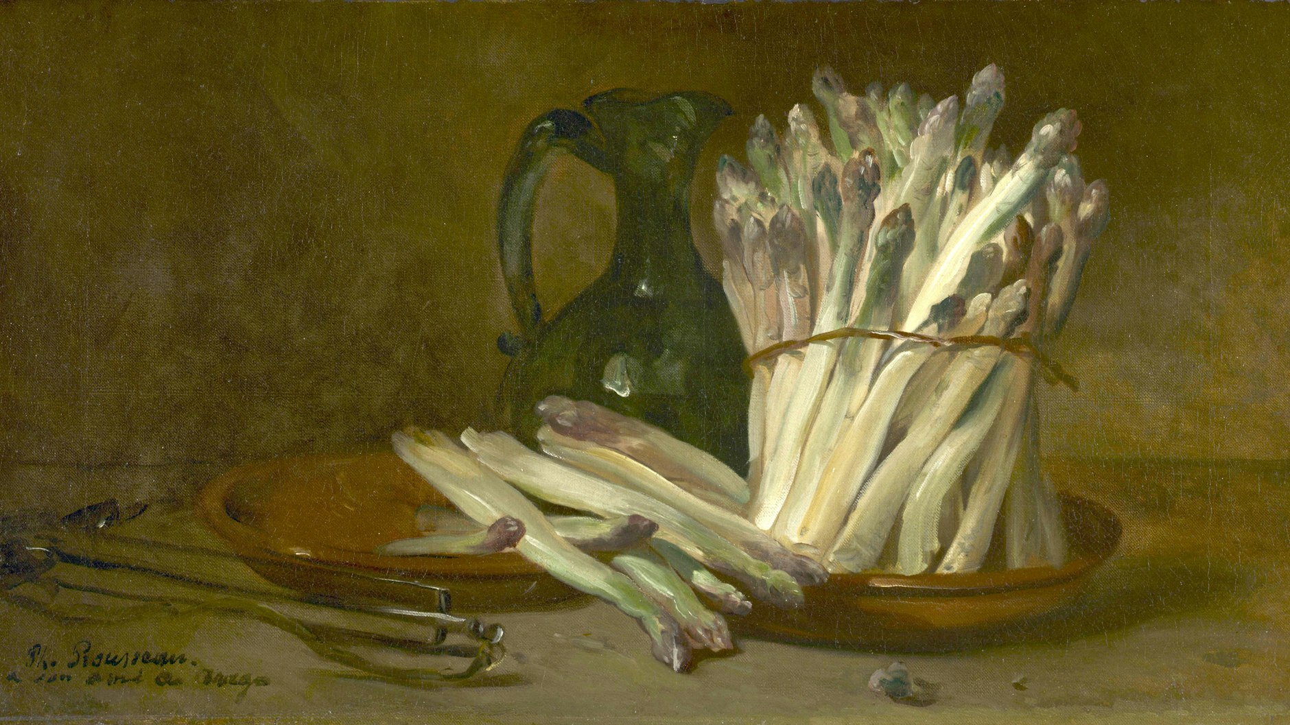 Hier schön gemalt, schmeckt aber suboptimal: Spargel-Stillleben von Philippe Rousseau, 1880.