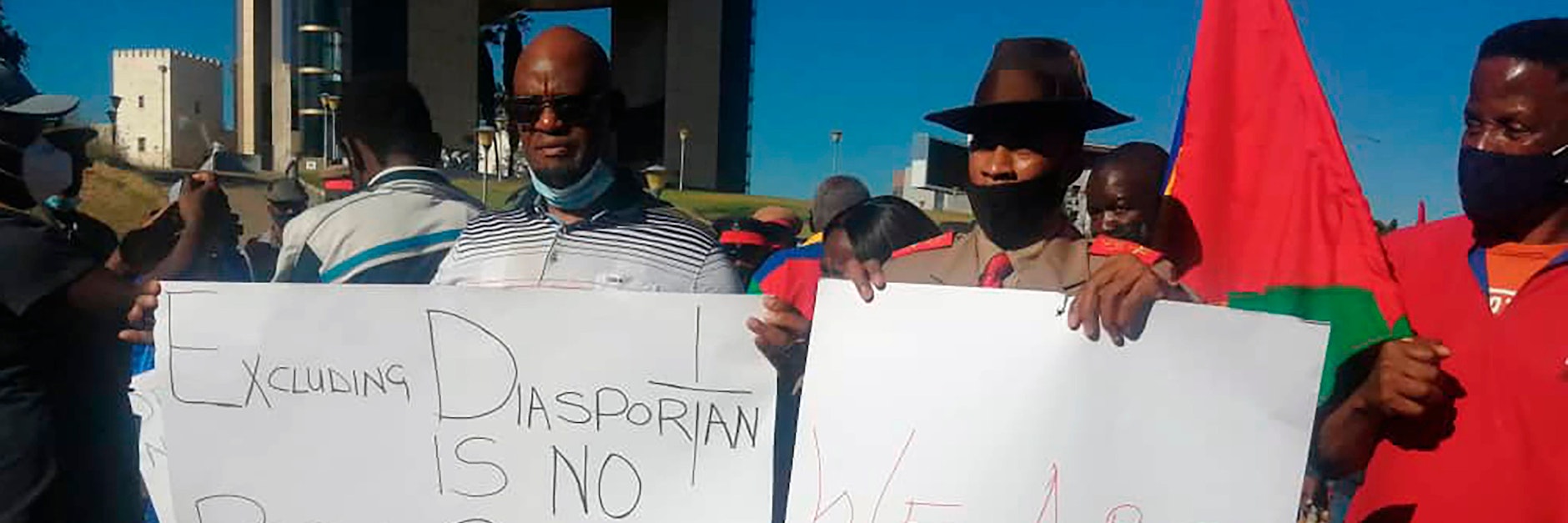 Protest gegen das mit Deutschland abgeschlossene Abkommen in Windhoek, Namibia.