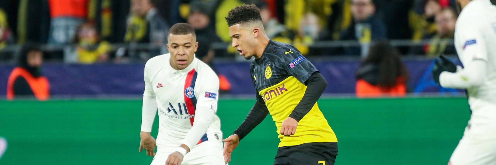 Jadon Sancho und Kylian Mbappe trafen sich vor 15 Monaten in der Champions League.