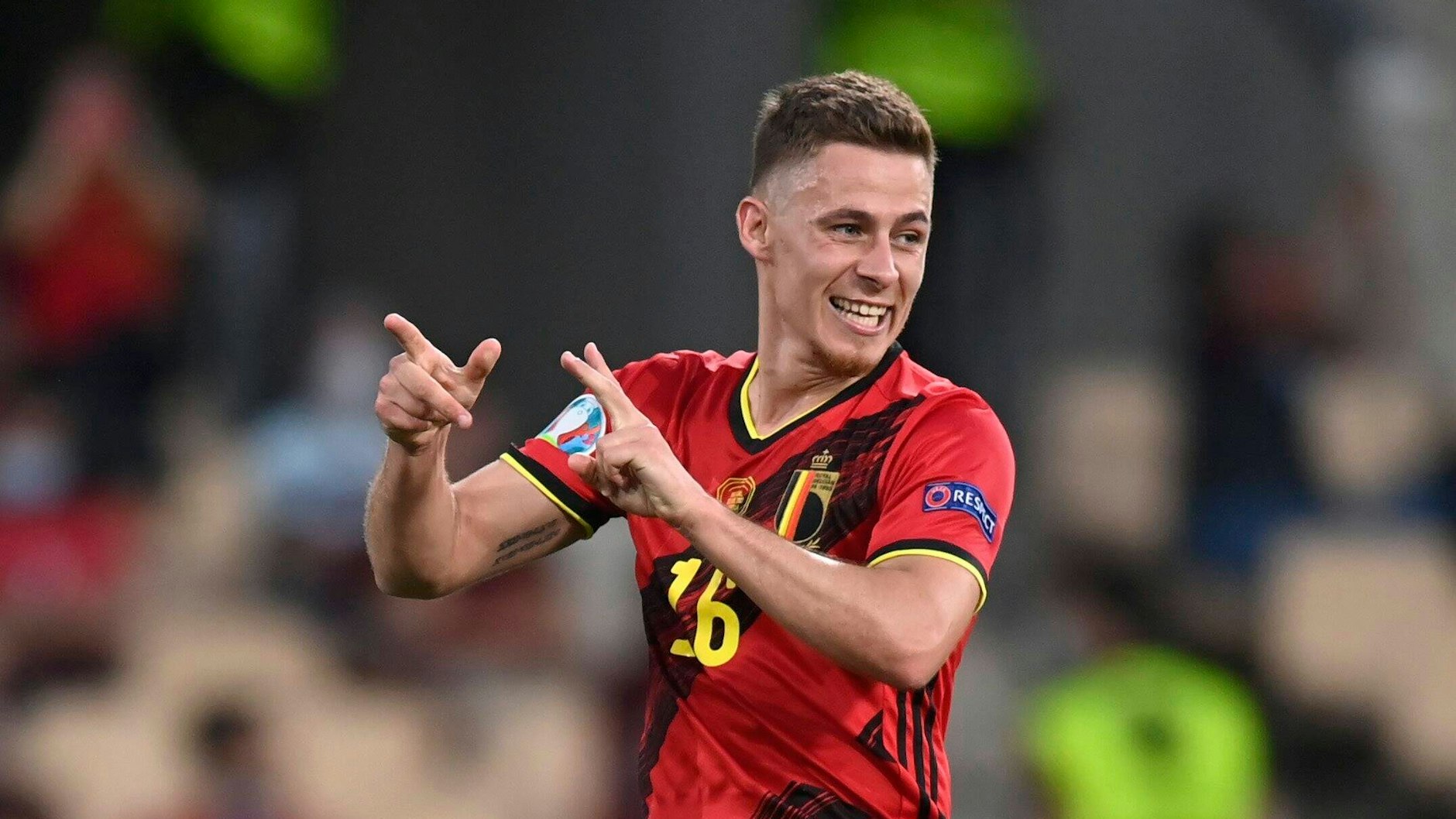 Der Belgier Thorgan Hazard nach seinem erfolgreichen Torschuss gegen Portugal.
