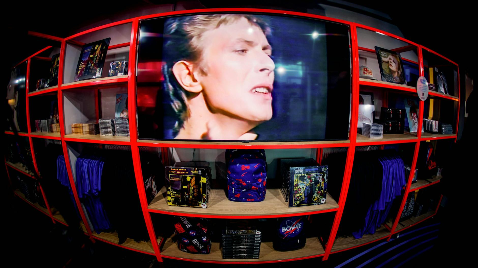 Die Auslage eines David-Bowie-Pop-up-Stores in London. 