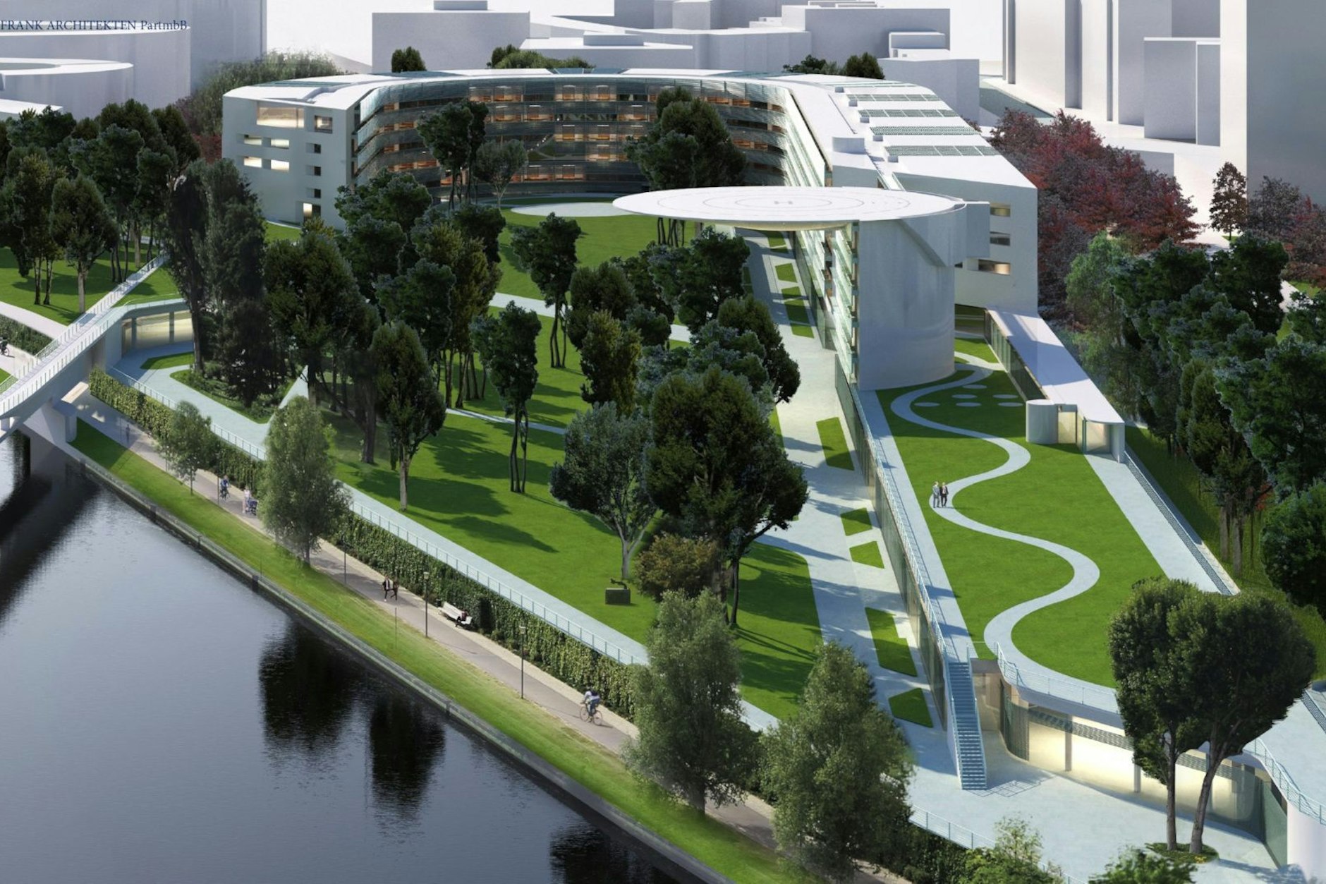 Mit Hubschrauberlandeplatz: Blick auf das Modell für die geplante Erweiterung des Bundeskanzleramts