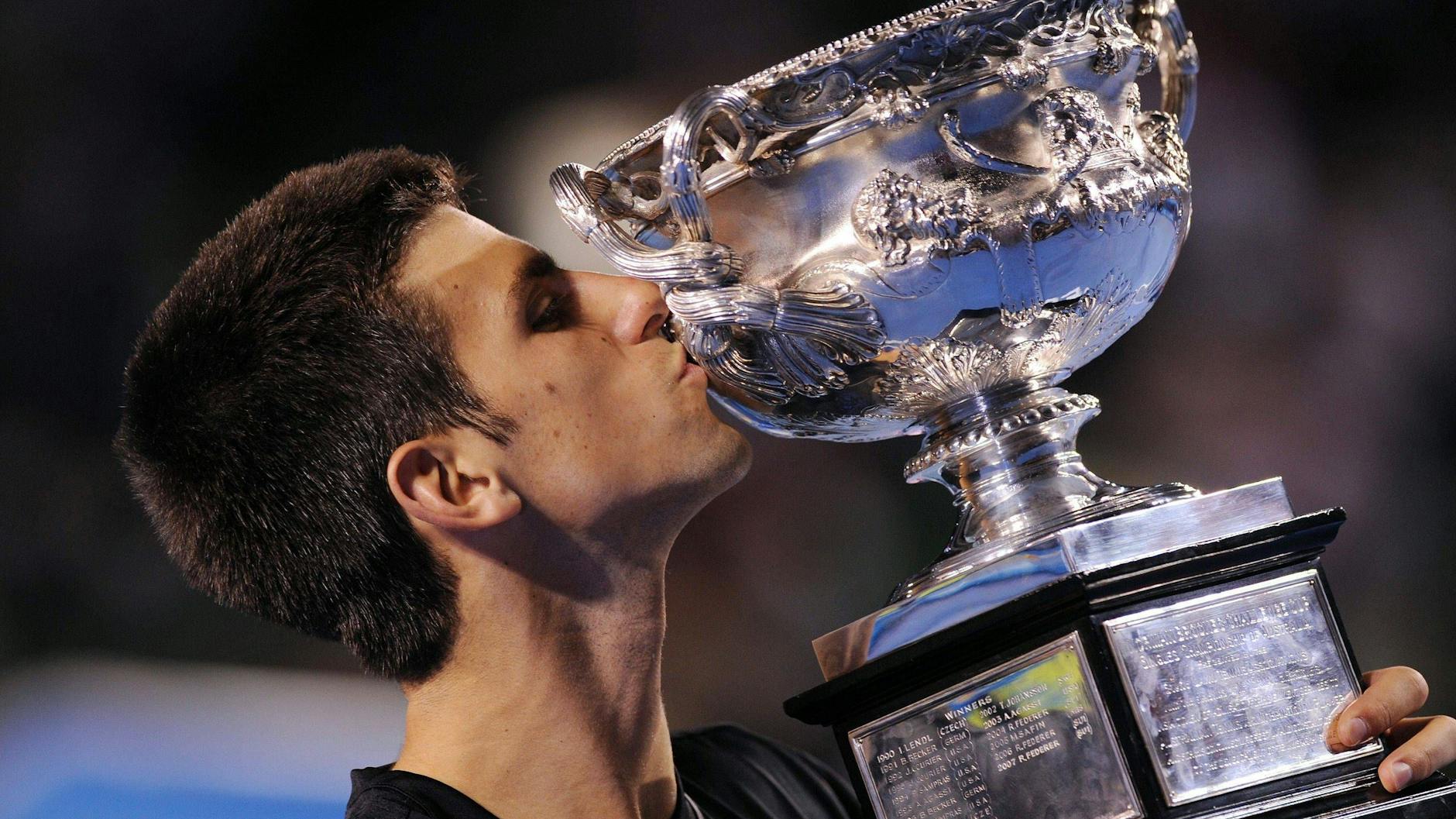 Novak Djokovic 2008 bei seinem ersten French Open-Sieg.