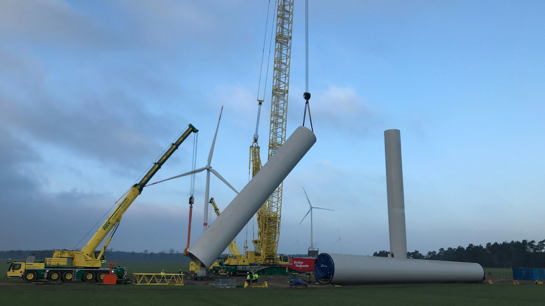 Windrad-Baustelle bei Großbeeren