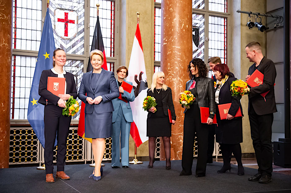 Franziska Giffey und Co. am 21. Dezember, dem ersten Tag im Amt.
