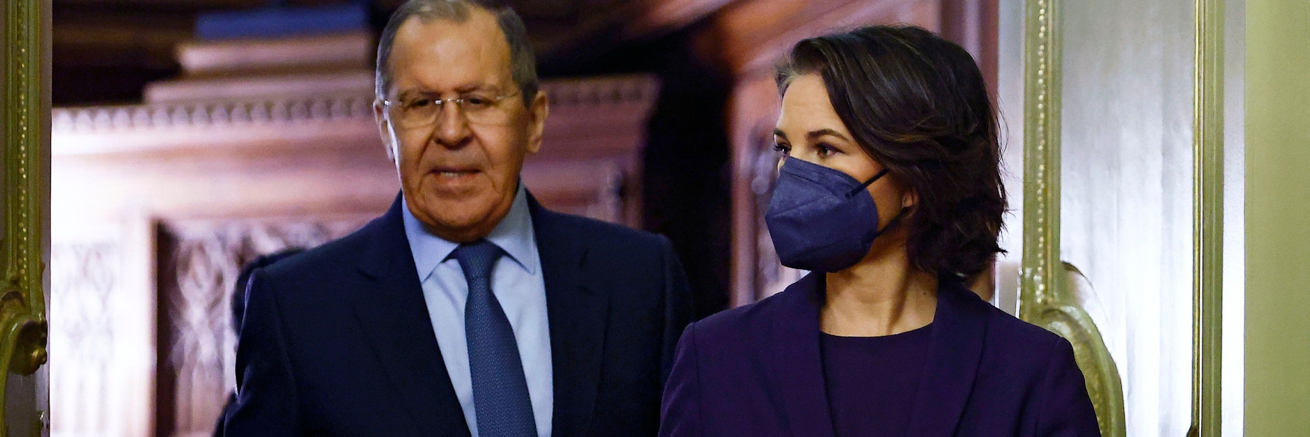 Der russische Außenminister Sergej Lawrow (l.) mit seiner deutschen Amtskollegin Annalena Baerbock (Bündnis 90/Die Grünen)&nbsp;
