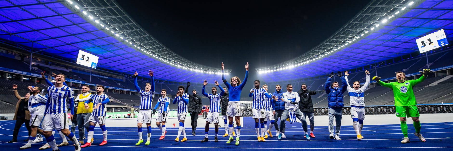 So feiern Derby-Sieger: Nach dem 3:1 in der Hinrunde der vergangenen Saison will Hertha den 1. FC Union unbedingt erstmals wieder besiegen.