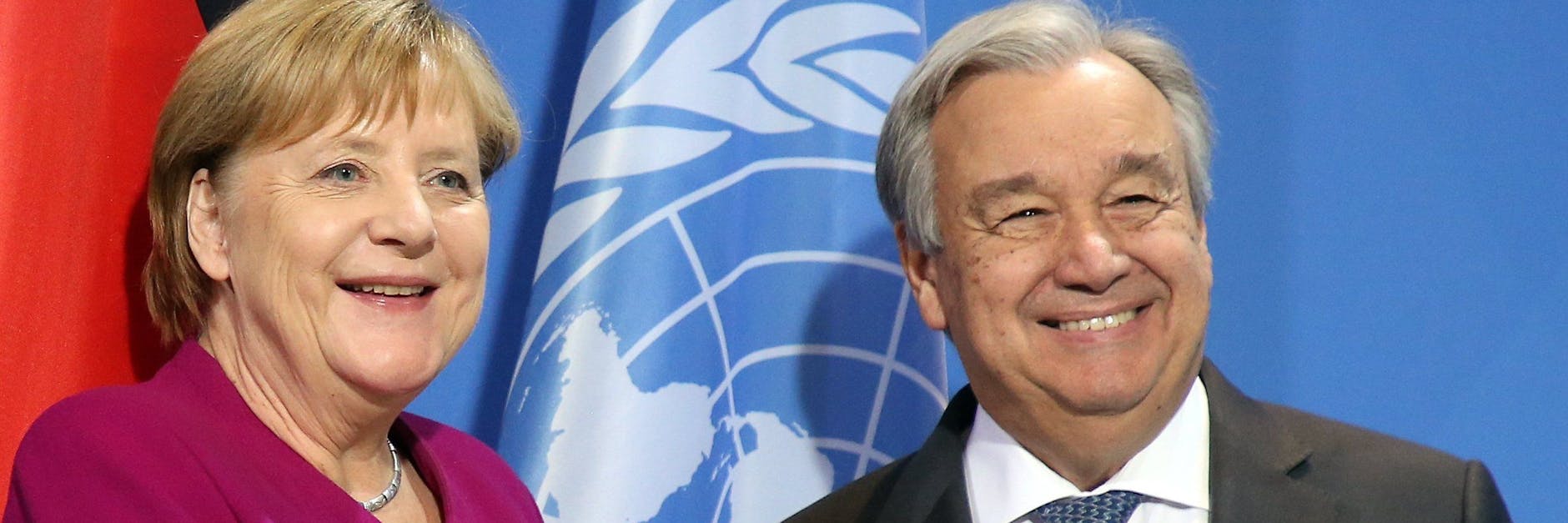 Bundeskanzlerin Angela Merkel (CDU) und António Guterres, Generalsekretär der Vereinten Nationen, bei einem Treffen 2019 (Archivbild).