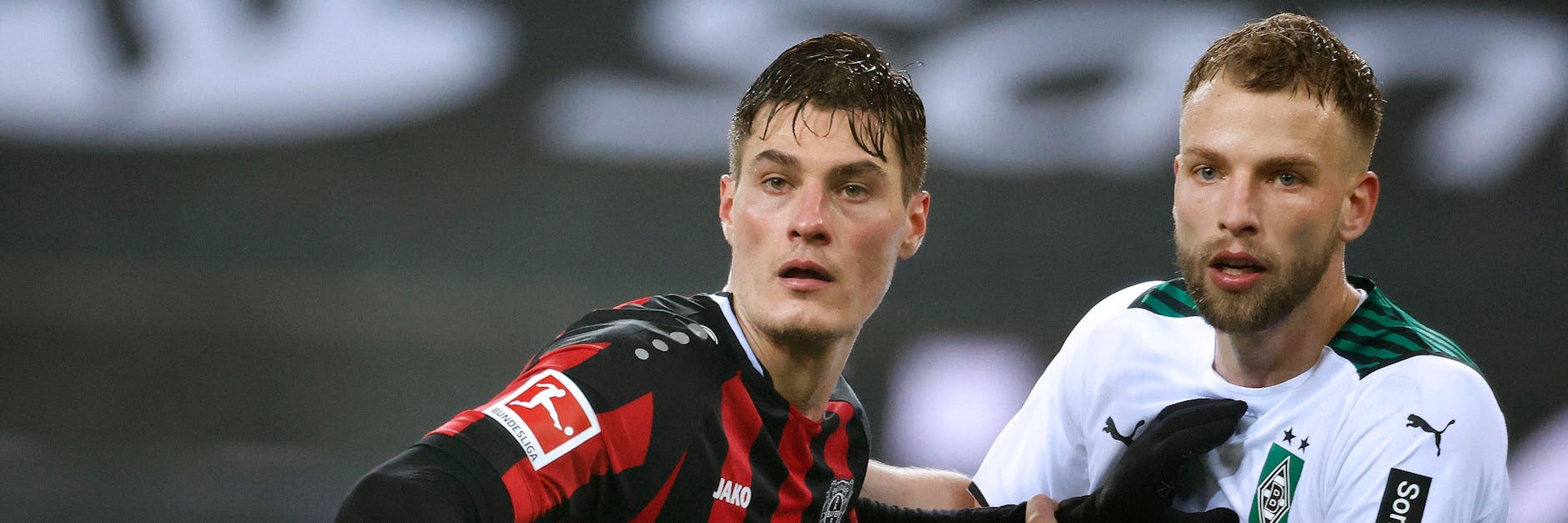 Unions einstiger Abwehrchef Marvin Friedrich (r.) – hier im Duell mit Leverkusens Patrik Schick – ist in Gladbach noch nicht ganz angekommen.