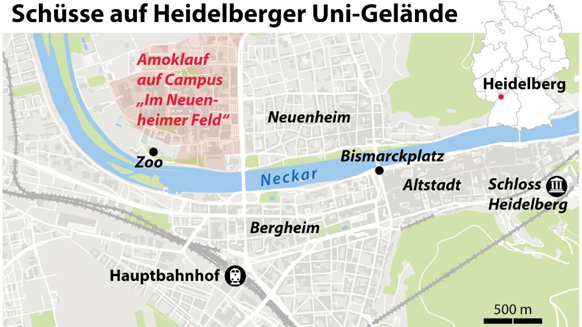 Die Tat spielte sich auf der Neckarseite gegenüber der Altstadt Heidelbergs ab.