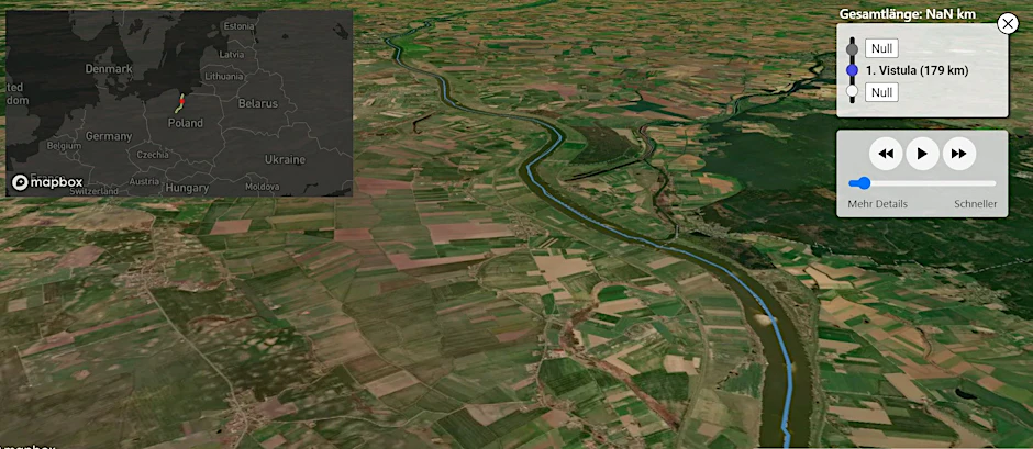 Die Weichsel (Vistula) auf ihren letzten Kilometern bis zur Ostsee