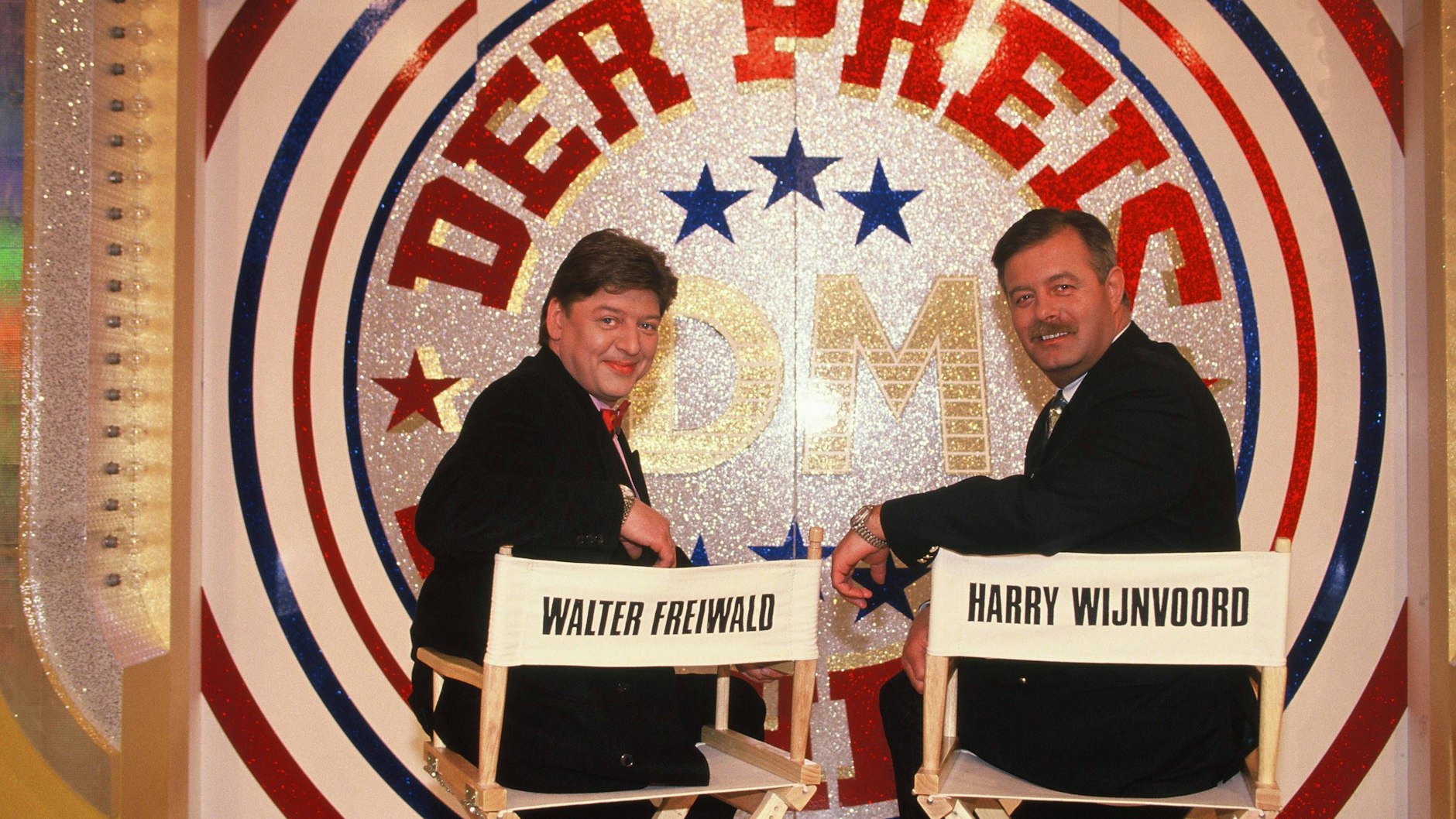 Harry Wijnvoord (r.) Anfang der 90er zusammen mit Walter Freiwald am Set von „Der Preis ist heiß“