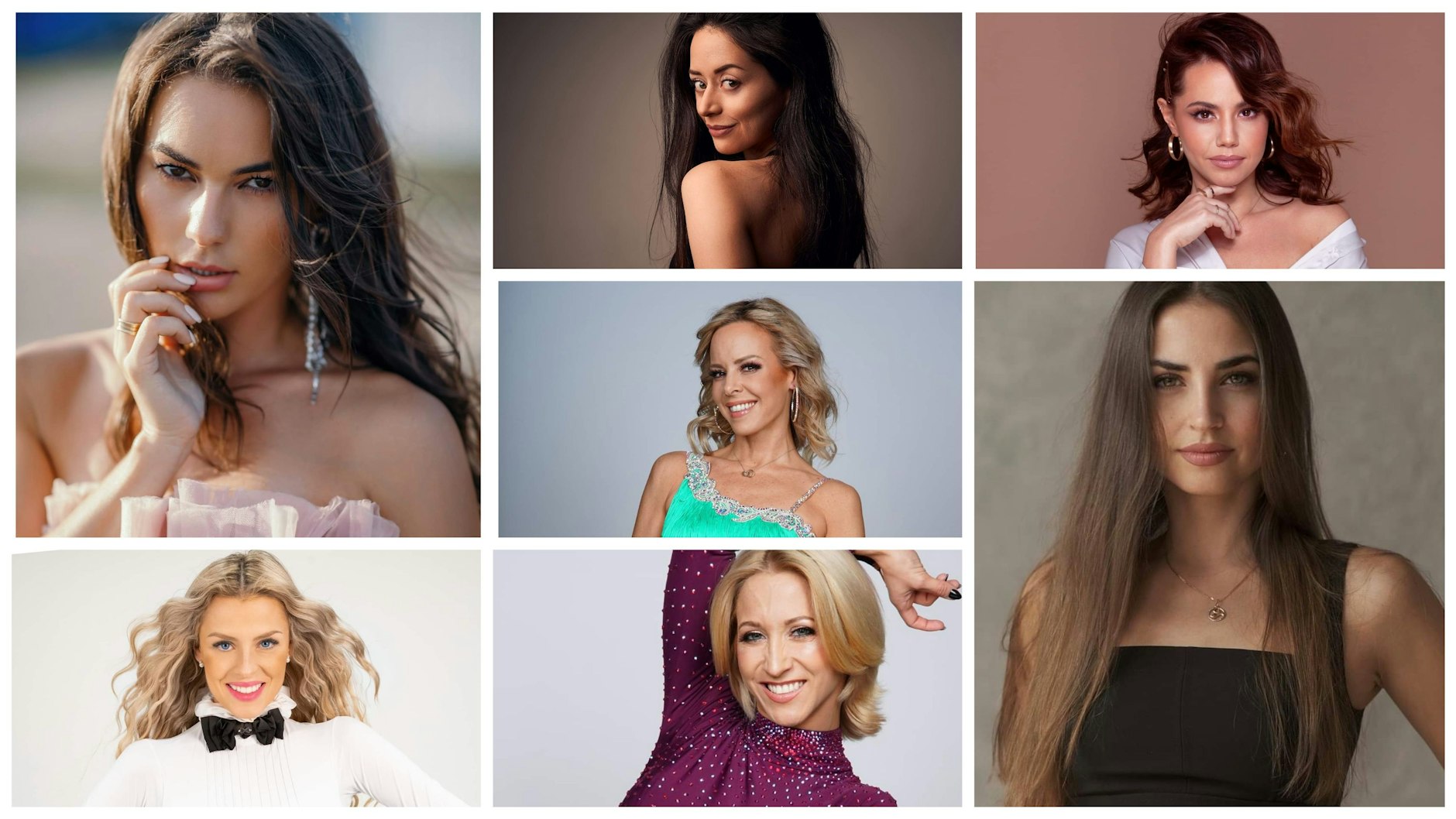 Vorjahressiegerin Renata Lusin (o. v. l.), Malika Dzumaev, Christina Luft,&nbsp;Isabel Edvardsson (Mitte) sowie Patricija Ionel,&nbsp;Kathrin Menzinger und&nbsp;Ekaterina Leonova (u. v. l.) tanzen&nbsp;als Profis bei „Let’s Dance.“