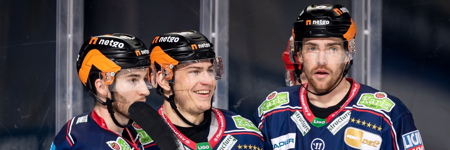 Mit Blaine Byron, Leo Pföderl und Marcel Noebels (v.l.) hat auch der komplette erste Sturm der Eisbären bisher nur bis zum Sommer Verträge beim Meister.