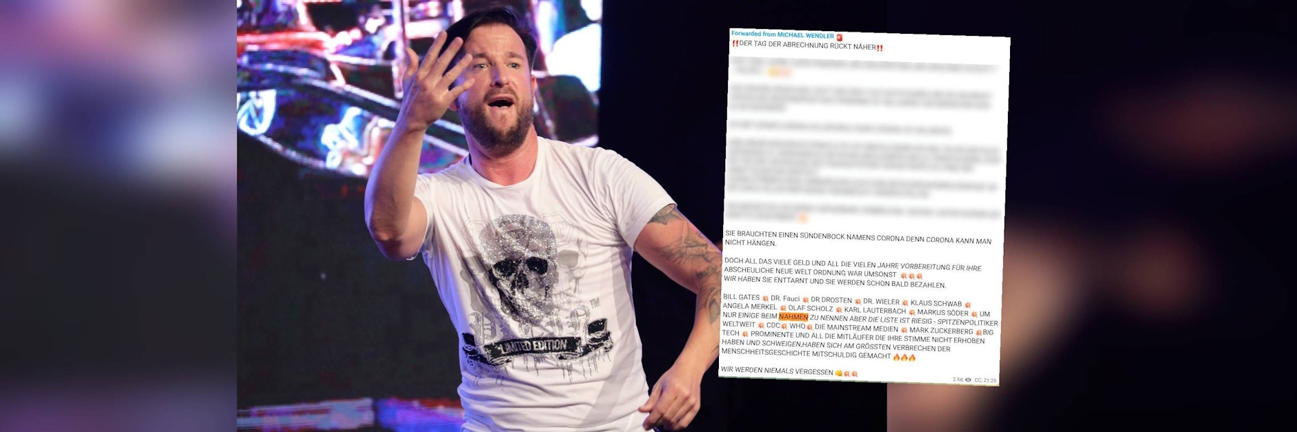 Michael Wendler droht auf Telegram Angela Merkel, Karl Lauterbach und vielen anderen mit dem Galgen.